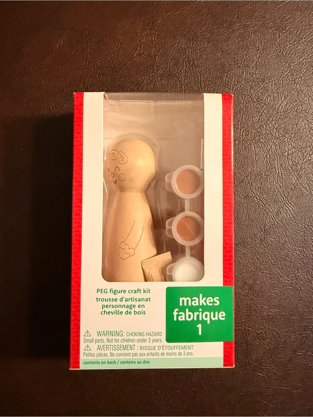 PEG Figure Craft Kit - Natural Wood with Paint Pots NIB!